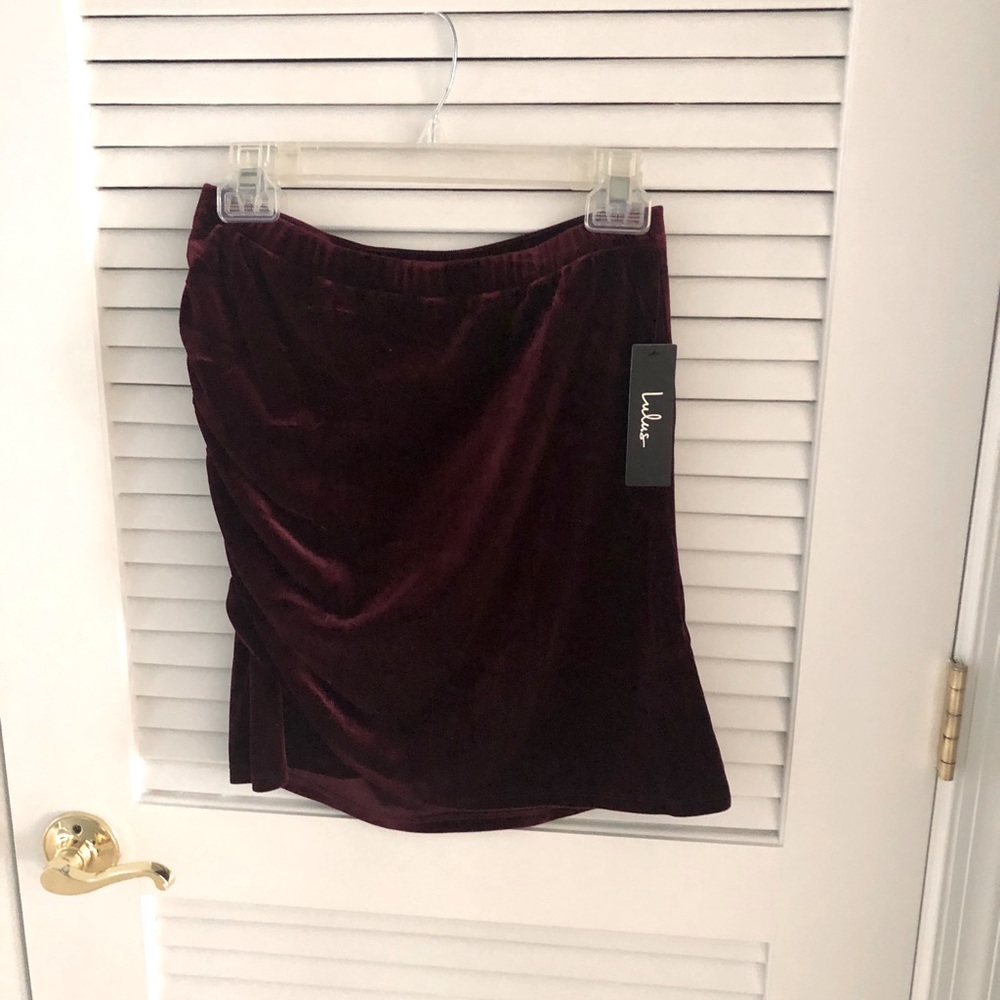 Lulus Maroon Velvet Skirt